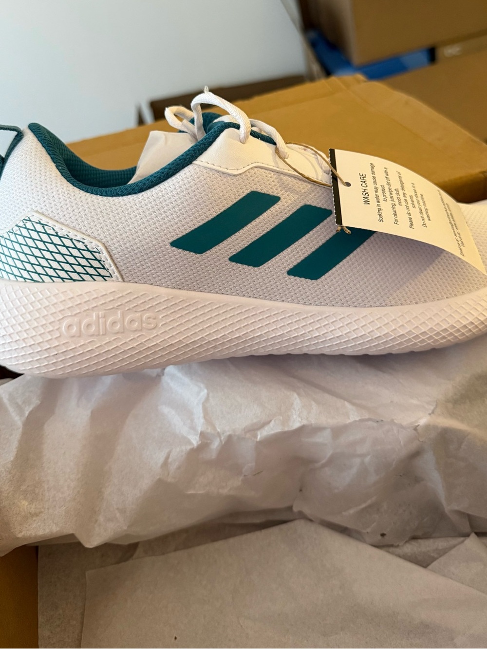 adidas White and Teal Athletic Shoes